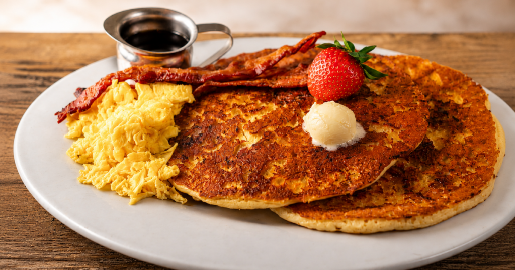 Celebrate Father’s Day at Hash House A Go Go Flamingo with Stacks & Twisted Sips 1 Brown Sugar Sausage Flapjacks with eggs and bacon for Father's Day limited menu at Hash House A Go Go Flamingo near Winter Garden Florida